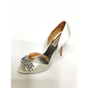 New. Womens Badgley Mischka Nikki Peep Toe Heels, White. Retails $245 thumbnail 6