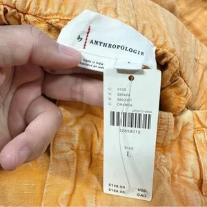 NWT By Anthropologie Embroidered Parachute Pants Linen Blend Boho Mango Mojito L thumbnail 12