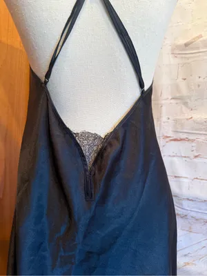 Victoria’s Secret Lace Trim Black Slip Dress sheer lingerie adjustable straps M thumbnail 2