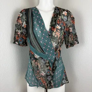 Anthropologie Tiny lovely patchwork wrap top thumbnail 3