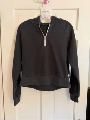 Vuori Restore Half Zip Hoodie Washed Black Athleisure Loungewear Size Small thumbnail 2
