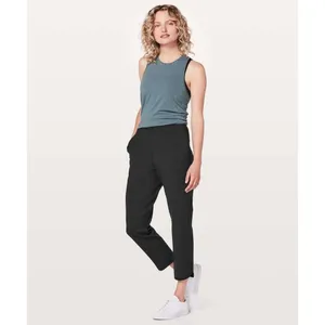 Lululemon Sz 8 Every Moment Pants 26" Black French Terry Travel‎ Lounge W5BAMS thumbnail 2