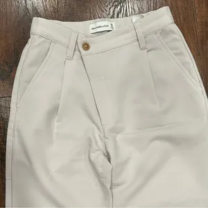 Abercrombie & Fitch Cream Wide Leg Trousers thumbnail 1
