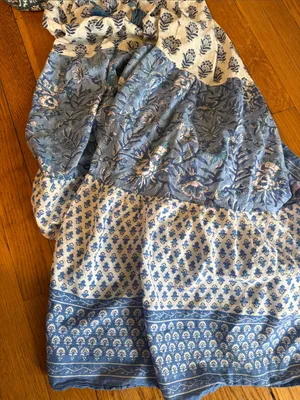 Tuckernuck bahama Blue Floral Block-Print Tiered Maxi sundress Dress cotton thumbnail 4