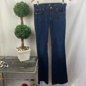 7 For All Mankind Blue Denim A Pocket Flair Leg Jeans 28 thumbnail 2