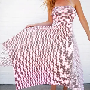 Anthropologie Maeve Caleta Handkerchief Red Stripe Strapless Dress XL New thumbnail 12