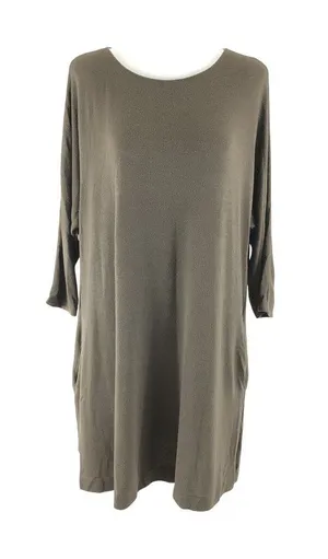 Wilfred Free Shift Dress 3/4 Sleeve Pockets Stretch Brown Size S thumbnail 1