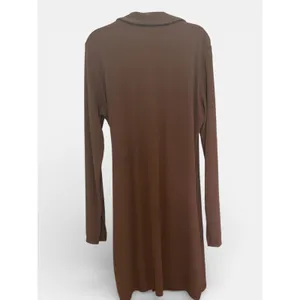 H&M Divided Ribbed Knit Wrap Mini‎ Dress Chocolate Brown Long Sleeve Collared thumbnail 4