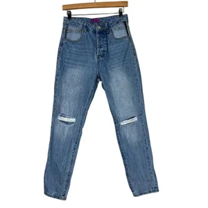 Edikted Polly Cutout Pocket Mom Jeans Distressed Medium Wash Y2K Festival Size M thumbnail 2