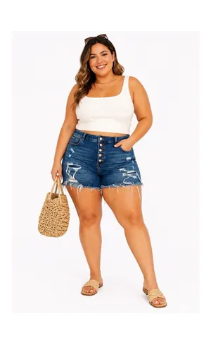 Maurices Button Fly Jean High-Rise Shorts thumbnail 3