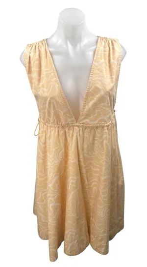 Abercrombie & Fitch Yellow Wave Print Sleeveless V Neck A Line Mini Dress Size S thumbnail 1