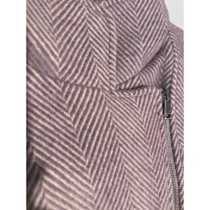 LOFT Lilac Wool Blend‎ Pea Coat Jacket Herringbone Asymmetric Zip Pockets Small thumbnail 11