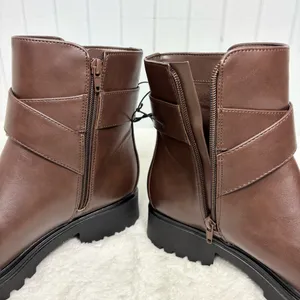 Unisa Dark Brown Casual Zip Up Ankle Boots with‎ Gold Buckle Size 8.5 thumbnail 5