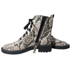 Linea Paolo Moto Boot 5.5 Snakeskin Print Lace Up‎ Ankle Boots Combat Booties thumbnail 13