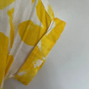 Simply Vera Vera Wang Yellow Floral Linen Blend‎ Tie Back Dress Womens XS thumbnail 2