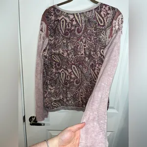 Buckle Gimmicks Collection Mauve Mesh Paisley CrissCross Long Sleeve Size Large thumbnail 8
