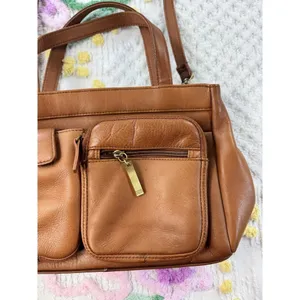 Brown Leather Satchel Shoulder Crossbody Bag Multiple Pockets‎ thumbnail 4