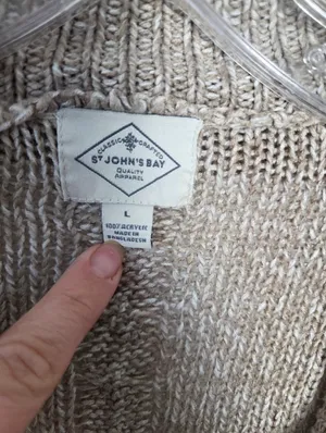 Oatmeal Beige Cardigan Sweater Shawl Collar Cable Knit Comfy Loungewear Large thumbnail 4