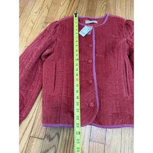 Free People NWT Natalia Sweet Heart Red Velvet Quilted‎ Cropped Boxy Jacket XS thumbnail 5