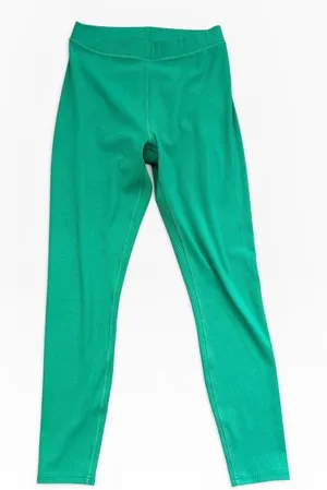 Alo Yoga Small Ribbed High Waist Leggings 27" Green Athleisure Yoga Pants Cozy‎ thumbnail 1