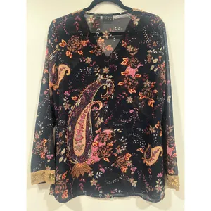 White Stag Y2K Sheer Paisley Floral Beaded Tunic Blouse Top M thumbnail 6