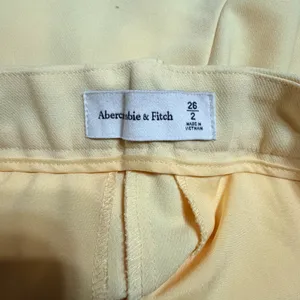 Abercrombie & Fitch Women 2 26 Pale Yellow Pleated High Rise Tailored‎ Shorts thumbnail 4
