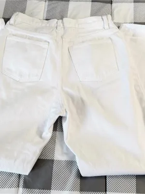 High-Waist White Denim Mom Jeans 100% cotton size 30/31 thumbnail 3