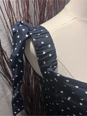 🌼Megan Maroney Navy Blue Polka Dot Off The Shoulder Dress🌼 thumbnail 4