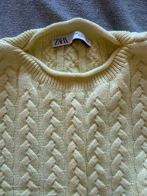 Zara Pale Yellow Cable-Knit Cropped Vest thumbnail 2