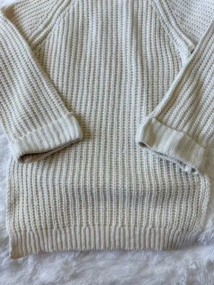 Cream White Turtleneck Knitted Sweater Womens Cozy Pullover thumbnail 2