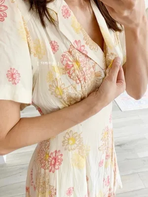 Free People Cream Dress with Pink and Yellow Floral Print EUC thumbnail 3