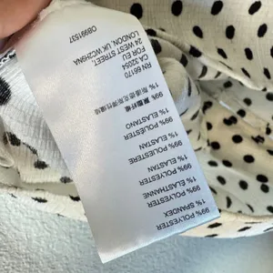 Anthropologie Polka Dot Ruffle Neck Sleeveless Button Up Shirt M‎ White Black thumbnail 5