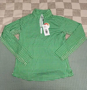NWT Walter‎ Hagen P11 UV Protection Green Gingham Quarter-Zip Pullover size M thumbnail 1