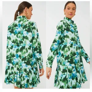 Tuckernuck Deep Lagoon Tate Mini Dress XS NWT Green Blue Floral Shirt Dress thumbnail 4