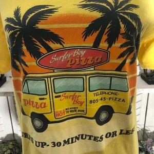 Stranger Things T-shirt Surfer Boy Pizza horror retro graphics 80s pop grunge M thumbnail 7