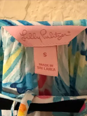 Lilly Pulitzer Blue Multi Tropical Print Peasant Top thumbnail 2