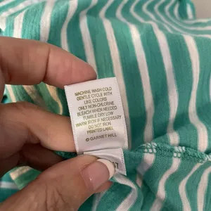 Garnet Hill Dress Womens 12 Green‎ White Striped Cotton Casual Nautical Coastal thumbnail 13