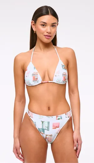 NWT Abercrombie & Fitch Bikini Set - Light Blue Postcard Pattern/Light Blue - S thumbnail 1