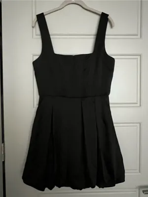Francesca's NWT Emily Square Neck Bubble Hem Mini Dress - Black - Size M thumbnail 2