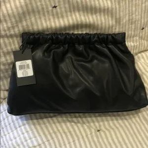 Who what wear CHARA purse chain strap Clutch Handbag Faux Black Leather Chic thumbnail 2