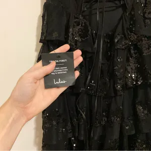NWT Lulu's Definite Glamour Black Sequin Bustier Maxi Dress size Small thumbnail 10