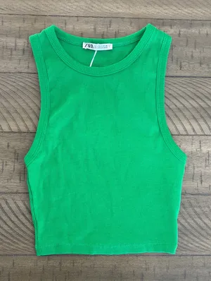 Zara Vibrant Green Crop Top thumbnail 1