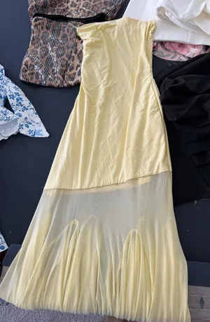 flowy long yellow dress thumbnail 1