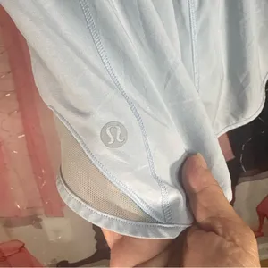 Lululemon Light Blue Athletic Shorts with Interior Size Button Sz 4 regular thumbnail 4