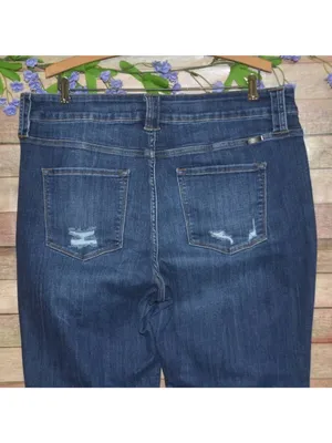 Plus Size 18 KanCan High Rise Dark Wash Ripped Bootcut Jeans Stretch Denim thumbnail 5