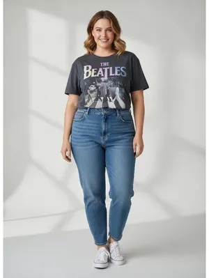 The Beatles Abbey Road Graphic T-Shirt Women's XXL Rhinestone Band Faded Black thumbnail 4