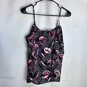 Daniel Rainn Anthropologie Floral Eyelet Cami Tank Top Black Pink Size Small S thumbnail 9