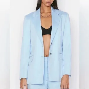 FRAME Sky Blue Oversized Poplin Blazer Jacket thumbnail 2