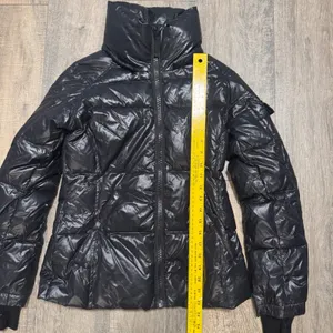 S13 Allie Shiny Black Puffer Down Jacket High Neck Funnel‎ Collar XS thumbnail 6