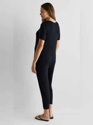 NWT‎ Quince Black Jersey Bamboo Maternity Everyday Jumpsuit S thumbnail 2